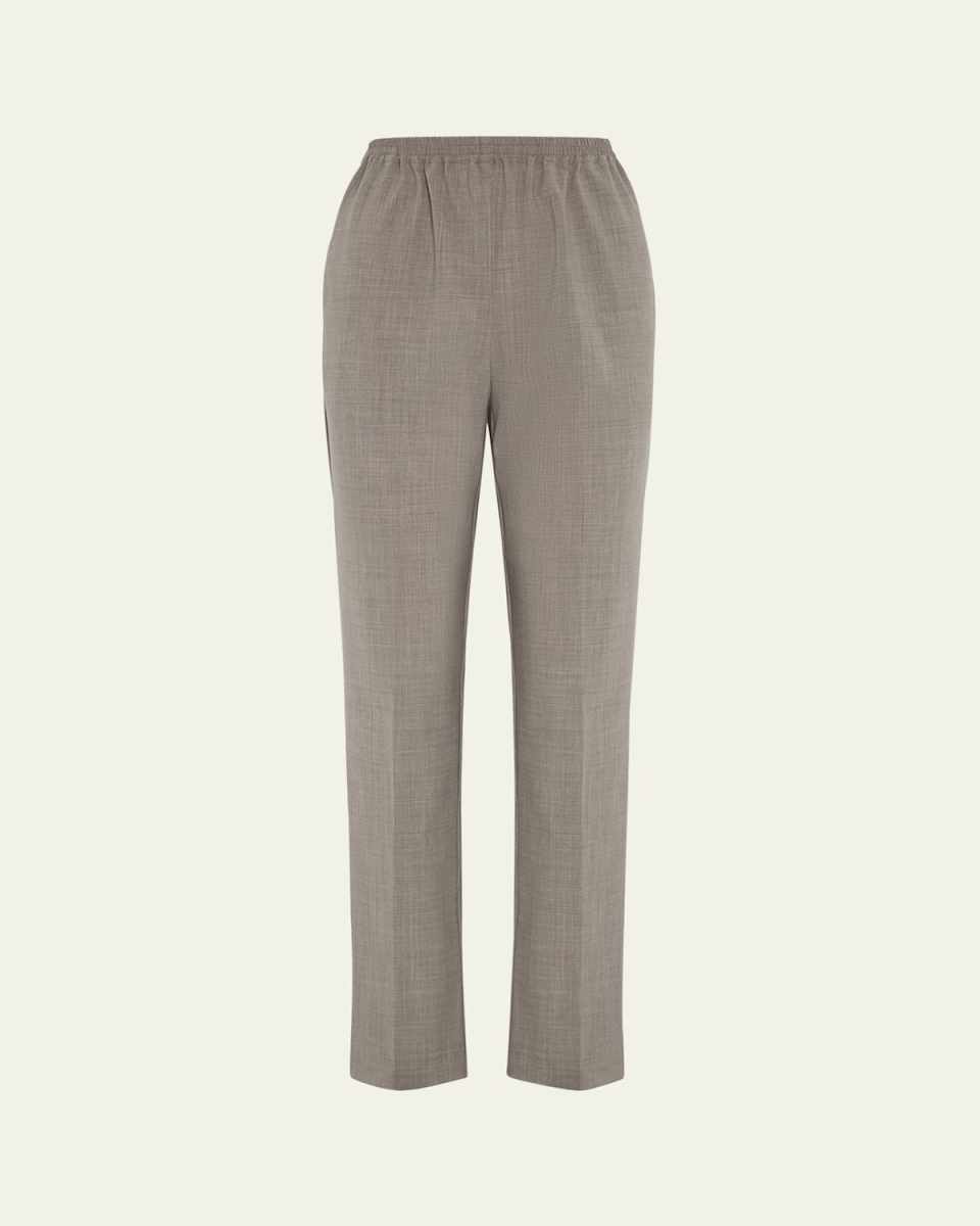 Narrow Elastic Waist Wool Trousers
